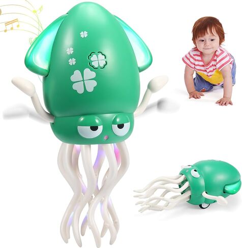 لعبة Maolyoz Interactive Dancing Octopus for Baby-زاحف الأطفال الموسيقي الخفيف ، ألعاب Tummy Time ، هدايا أعياد الميلاد الحسية للموسيقى للأطفال (أخضر) in Kuwait