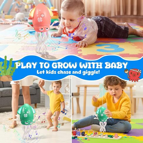 لعبة Maolyoz Interactive Dancing Octopus for Baby-زاحف الأطفال الموسيقي الخفيف ، ألعاب Tummy Time ، هدايا أعياد الميلاد الحسية للموسيقى للأطفال (أخضر) in Kuwait