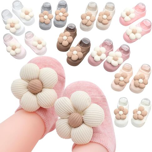10 Pairs Cute Flower Baby Girls Socks for 0-6 Months Toddler Non Slip Socks Low Cut Ankle Gift for Newborn Infants in Saudi Arabia