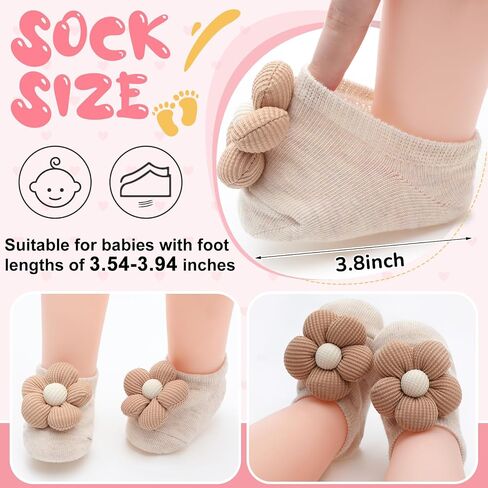 10 Pairs Cute Flower Baby Girls Socks for 0-6 Months Toddler Non Slip Socks Low Cut Ankle Gift for Newborn Infants in Saudi Arabia