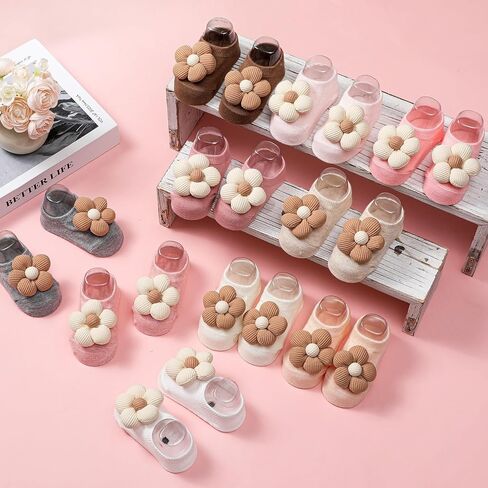 10 Pairs Cute Flower Baby Girls Socks for 0-6 Months Toddler Non Slip Socks Low Cut Ankle Gift for Newborn Infants in Saudi Arabia