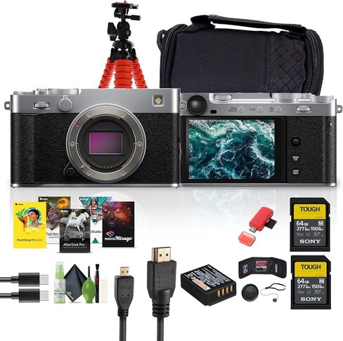 FUJIFILM X-E5 Mirrorless Digital Camera (Silver) Bundle with 2X 64GB UHS-II SDXC Memory Card + Micro HDMI Cable + Carrying Case + More in Saudi Arabia