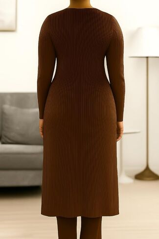 Maternity-Friendly 3-Piece Knit Lounge Set – Longline Cardigan, Cropped Tank, and Wide-Leg Pants in Saudi Arabia