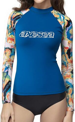 AXESEA Women Rash Guard Long Sleeve Active Top UPF 50+ Rashguard Swim Shirt Surf Swimwear in Kuwait