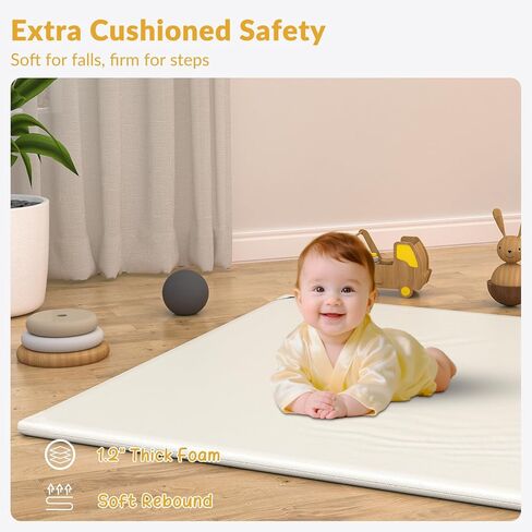 لعب الأطفال المبطن من الجلد الناعم الناعم النباتي مع حصيرة الرغوة الكثيفة سهلة المسح و 2 جوانب مقاومة للماء البطن وقت playmat تناسب 50 "x50" "، 2 دعم أعمدة لعبة الدعم. in Kuwait