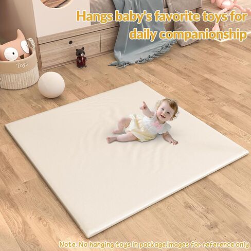 لعب الأطفال المبطن من الجلد الناعم الناعم النباتي مع حصيرة الرغوة الكثيفة سهلة المسح و 2 جوانب مقاومة للماء البطن وقت playmat تناسب 50 "x50" "، 2 دعم أعمدة لعبة الدعم. in Kuwait
