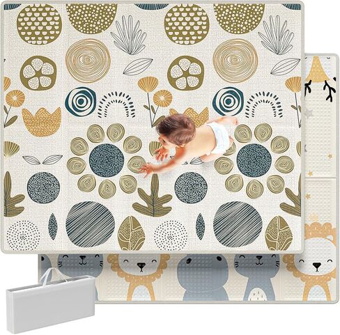 Mloong Baby Play Mat للأرضية ، 59 × 71 × 0.4 بوصة للطفل مع حقيبة حمل ، حصيرة لعب قابلة للطي ، حصيرة لعب الرغوة للأطفال ، حصيرة كارلوينج مقاومة للماء للطفل ، تلعب كبير للرضي in Kuwait