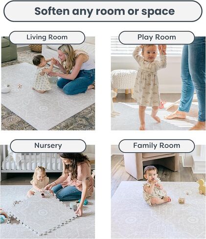 Little Landings Baby Play Mat for Floor - Eden (6x8ft) - Premium EVA Foam Play Mat for Babies & Toddlers (Ages 0-5+) - Non-Toxic Playmat for Tummy Time, Crawling & Playroom - Stylish & Comfortable in Saudi Arabia