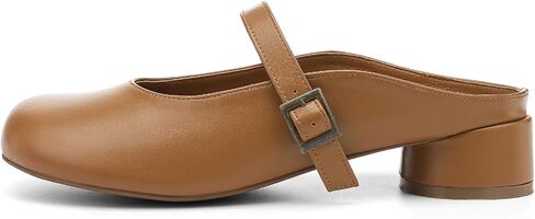 UBFEN Womens Mary Jane Mules Slip On Dressy Slides Chunky Low Heel Comfortable Round Toe Shoes in Saudi Arabia