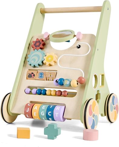 طفل دفع المشي للطفل الرضيع من 6 إلى 12 شهرًا ، لعبة Wooden Baby Walker Push ، وتعلم المشي ، ومشاة الأطفال للفتيات ، ومونتيسوري ووكر مع عجلات in Kuwait