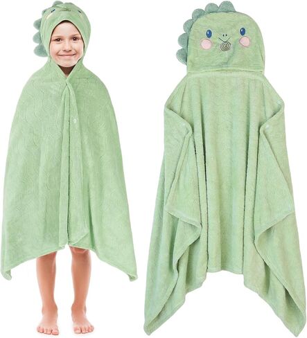 Absorbent Hooded Towel for Kids, Large Child Bath Towels Ultra Soft Coral Fleece Unicorn Dinosaur Poncho Towels with Hood Age 3-8 Years for Infant, Baby, Girls, Boys 27.5 X 55 inch Pink in Saudi Arabia