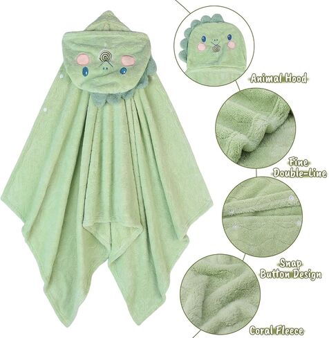 Absorbent Hooded Towel for Kids, Large Child Bath Towels Ultra Soft Coral Fleece Unicorn Dinosaur Poncho Towels with Hood Age 3-8 Years for Infant, Baby, Girls, Boys 27.5 X 55 inch Pink in Saudi Arabia