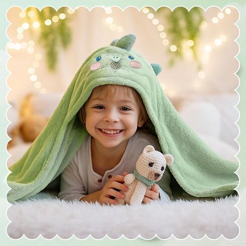Absorbent Hooded Towel for Kids, Large Child Bath Towels Ultra Soft Coral Fleece Unicorn Dinosaur Poncho Towels with Hood Age 3-8 Years for Infant, Baby, Girls, Boys 27.5 X 55 inch Pink in Saudi Arabia