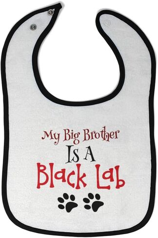 Toddler & Baby Bibs Burp Cloths Dogs My Big Brother is A Black Lab Dog Paws Lover Pet Cotton Baby Items for Baby Girl & Boy White Black Design Only in Saudi Arabia