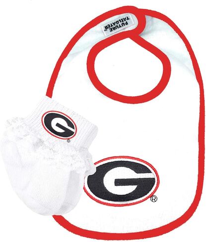 Georgia Bulldogs Cotton Baby Bib and Socks with Lace Set in Saudi Arabia