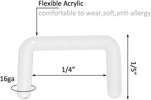 PiercingJ 20pcs 14G 16G Clear Bioflex Septum Rings Retainers Flexible Acrylic Nose Ring Retainer U-Shaped Piercing Hider Body Jewelry in Saudi Arabia