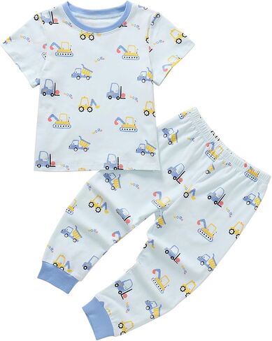 طبع كيد كوتون بيجاما قمة قصيرة الأكمام مع سروال طفل بويز PJS ملابس النوم in Kuwait