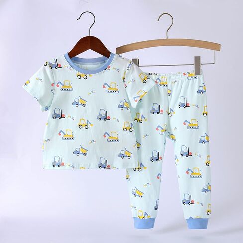 طبع كيد كوتون بيجاما قمة قصيرة الأكمام مع سروال طفل بويز PJS ملابس النوم in Kuwait