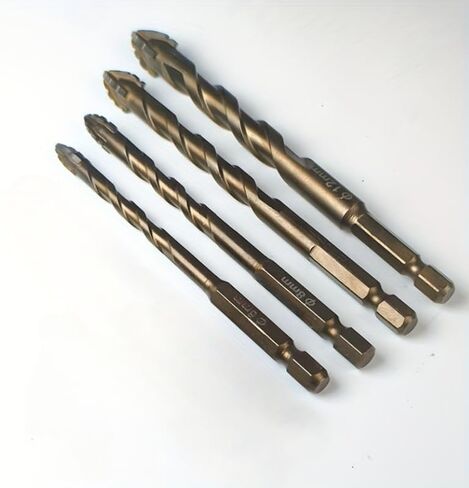 4Pcs High-Strength Eccentric Twist Drill Bit Four-Flute Sawtooth Eccentric Drill Bit Multifunction Drill Bit Set for Concrete/Glass/Brick/Cement/Tile/Wood Tip Size 1/4-1/2 in Saudi Arabia