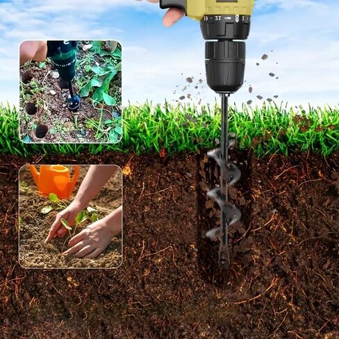 1pc مثقاب شاقة في حديقة الحديقة - 3/8 "، حفر لوحة أسمنت سداسية للزراعة ، زارع بتات دوامة مع عمود فولاذي صلبة ومنظم بتات سداسية in Saudi Arabia