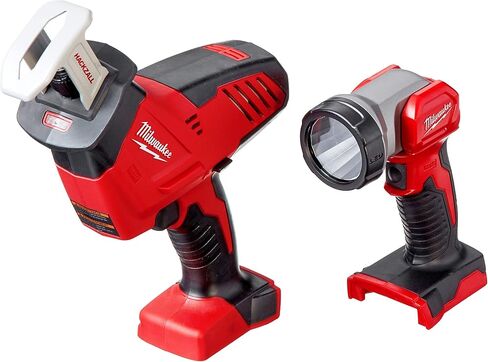 Milwaukee 2695-24 M18 18V Cordless Power Tool Combo Kit with Hammer Drill, Impact Driver, Reciprocating Saw, and Work Light (2 Batteries, Charger, and Tool Case Included) (Renewed) in Saudi Arabia