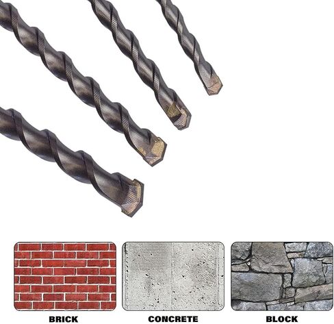 2pcs بتات حفر البناء 12 مم ، طول 150 مم ، متري 1/2 بوصة × 6 بوصات متداولات مطرقة طويلة ، كربيد تميل إلى كتلة الحجر الأسمنت من الطوب الخرساني ، شانك مستدير ل SDS تأثير الحفر in Saudi Arabia
