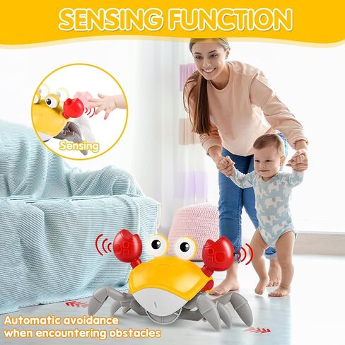 Crawling Crab Baby Toys with Music&Speed Control, Tummy Time Toys for 3 4 5 6 7 8 9 10 11 Boy Girl, Dancing Walking Crawly Crab for Babies Toddler Infant 6-12 12-18 Months Kid 1-3 (Green) in Saudi Arabia