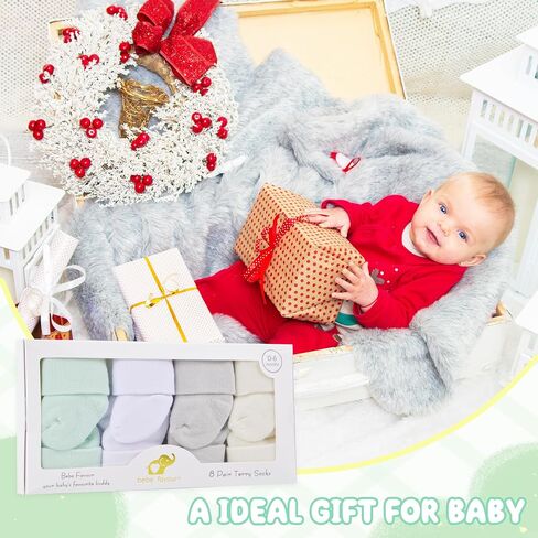 8 أزواج جوارب حديثي الولادة سميكة القطن Terry Turn Cuff Baby Socks 0-6 أشهر هدايا لطيفة لبرايمي بنت بوي in Kuwait