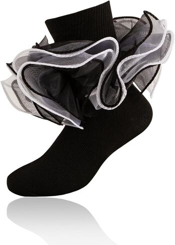 Girls Ruffle Socks Toddler 4-Layer Big Lace Frilly Dress Socks Turn Cuff Fancy Pageant Sock for Baby Girl Little Kids in Saudi Arabia