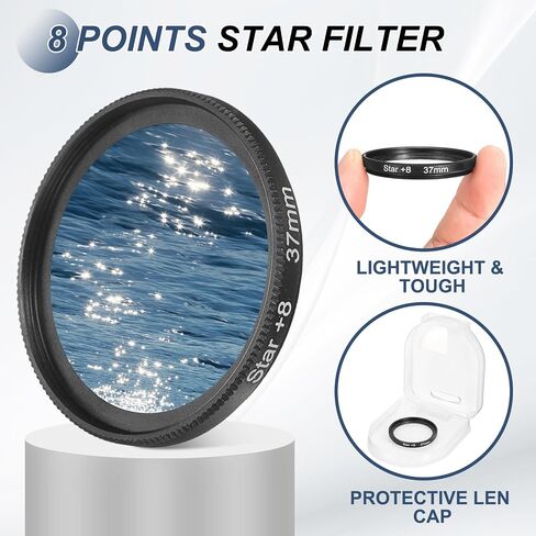 Patikil 43mm Filter ، 8 Points Starburst Len Filter Filter Effect Twinkle Effect Ultra Slim Optical Lens for Nikon و DSLR Cameras Other ، Black in Saudi Arabia