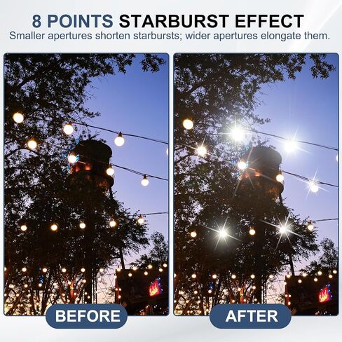 Patikil 43mm Filter ، 8 Points Starburst Len Filter Filter Effect Twinkle Effect Ultra Slim Optical Lens for Nikon و DSLR Cameras Other ، Black in Saudi Arabia