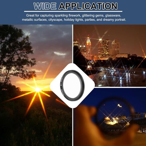 Patikil 43mm Filter ، 8 Points Starburst Len Filter Filter Effect Twinkle Effect Ultra Slim Optical Lens for Nikon و DSLR Cameras Other ، Black in Saudi Arabia