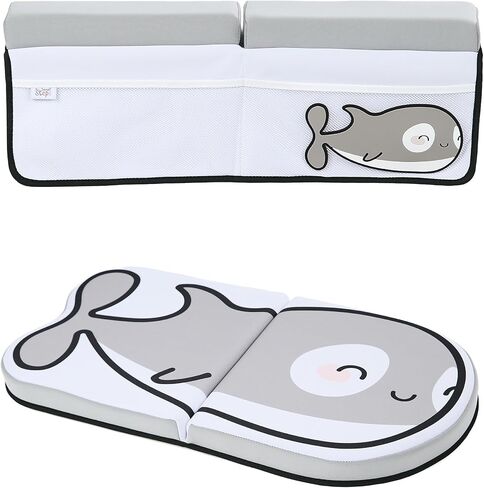 Small Steps Bath Kneeler and Elbow Rest Pad Set – Ergonomic Baby Bath Kneeling Pad with Memory Foam and Non-Slip Design – Orca-Themed Comfort with Handy Pockets for Bathing Babies and Kids in Saudi Arabia