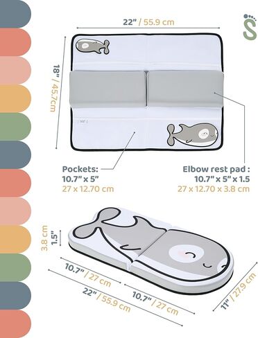 Small Steps Bath Kneeler and Elbow Rest Pad Set – Ergonomic Baby Bath Kneeling Pad with Memory Foam and Non-Slip Design – Orca-Themed Comfort with Handy Pockets for Bathing Babies and Kids in Saudi Arabia