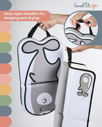 Small Steps Bath Kneeler and Elbow Rest Pad Set – Ergonomic Baby Bath Kneeling Pad with Memory Foam and Non-Slip Design – Orca-Themed Comfort with Handy Pockets for Bathing Babies and Kids in Saudi Arabia