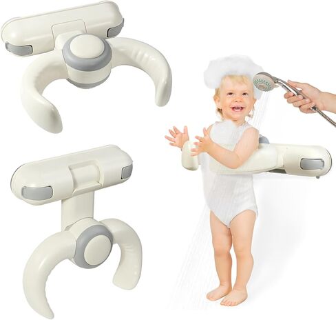 IvyWind Baby Shower Stand, Wall-Mounted Baby Bath Stand Support for 6-36 Months, Foldable Shower Standing Bath for Toddler, Easy to Install, Adjustable Height, Gray in Saudi Arabia
