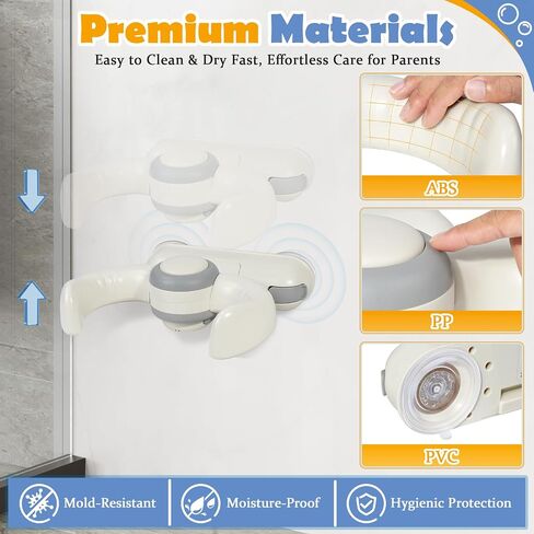 IvyWind Baby Shower Stand, Wall-Mounted Baby Bath Stand Support for 6-36 Months, Foldable Shower Standing Bath for Toddler, Easy to Install, Adjustable Height, Gray in Saudi Arabia
