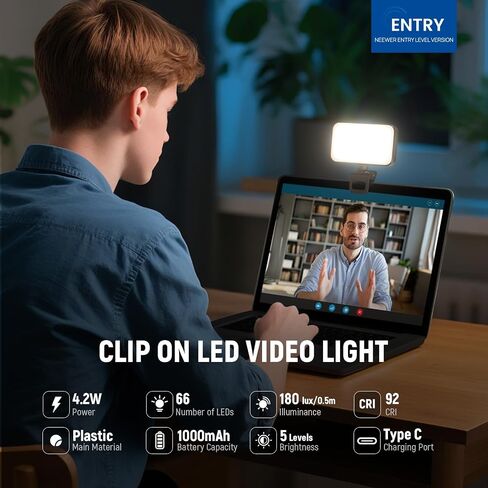 NEEWER Entry Level Version LED Selfie Light, Plastic Clip on Phone Fill Lighting for iPhone, 66 LEDs CRI92 Portable for Computer Laptop Webcam Zoom Video Conference Makeup Recording Streaming, N6 in Saudi Arabia