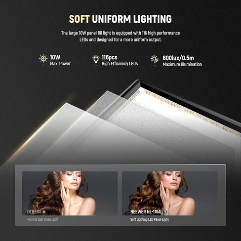Neewer 9 "LED Camera Video Light Panel ، 4000mAh USB C Dimmable DSLR Soft Key Lighting 3200K-5600K CRI95+ لتسجيل التصوير الفوتوغرافي الاستوديو ، وقصة ترايبود مصغرة ، وقطعة قماش تنظيف ، NL-116AI in Saudi Arabia