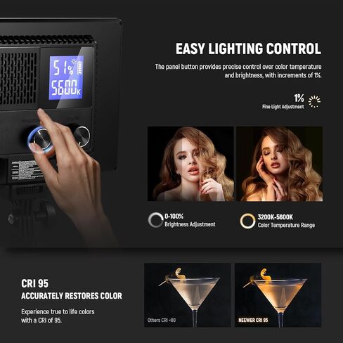 Neewer 9 "LED Camera Video Light Panel ، 4000mAh USB C Dimmable DSLR Soft Key Lighting 3200K-5600K CRI95+ لتسجيل التصوير الفوتوغرافي الاستوديو ، وقصة ترايبود مصغرة ، وقطعة قماش تنظيف ، NL-116AI in Saudi Arabia