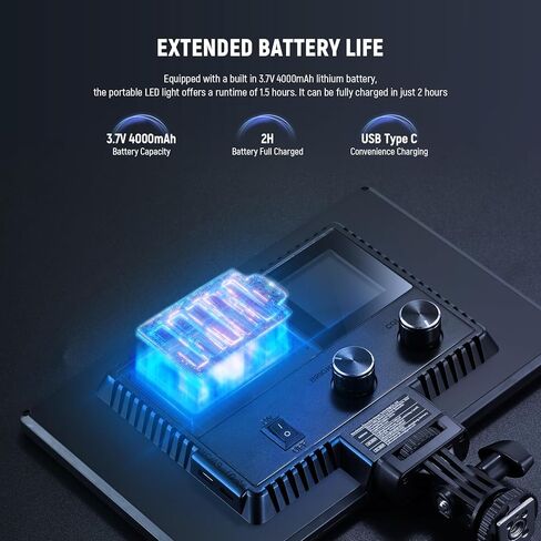 Neewer 9 "LED Camera Video Light Panel ، 4000mAh USB C Dimmable DSLR Soft Key Lighting 3200K-5600K CRI95+ لتسجيل التصوير الفوتوغرافي الاستوديو ، وقصة ترايبود مصغرة ، وقطعة قماش تنظيف ، NL-116AI in Saudi Arabia