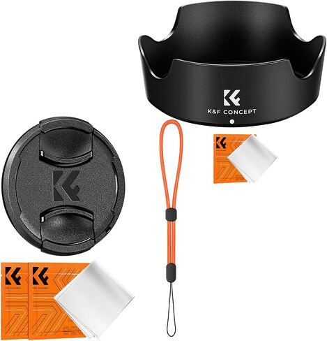 K&F Concept 58mm Lens Cap Cover + Lens Hood for Canon RF 24-50mm f/4.5-6.3 is STM,EF-S 18-55mm f/3.5-5.6 is STM,EF-S 18-55mm f/4-5.6 is STM in Saudi Arabia