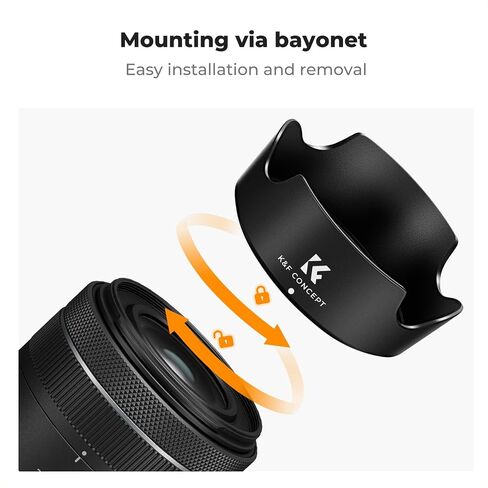 K&F Concept 58mm Lens Cap Cover + Lens Hood for Canon RF 24-50mm f/4.5-6.3 is STM,EF-S 18-55mm f/3.5-5.6 is STM,EF-S 18-55mm f/4-5.6 is STM in Saudi Arabia