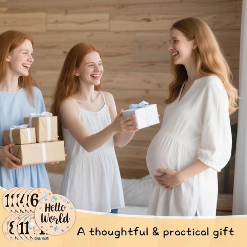 Baby Monthly Milestone Cards-13 علامات مرتبة خشبية على الوجهين على الوجهين مع تصميمات الدب والنجوم ، وبطاقات إعلان الولادة الصغيرة الدببة لدعائم الصور (0-12 شهرًا) ، وتوقيع الطفل الجديد دش الطفل in Kuwait
