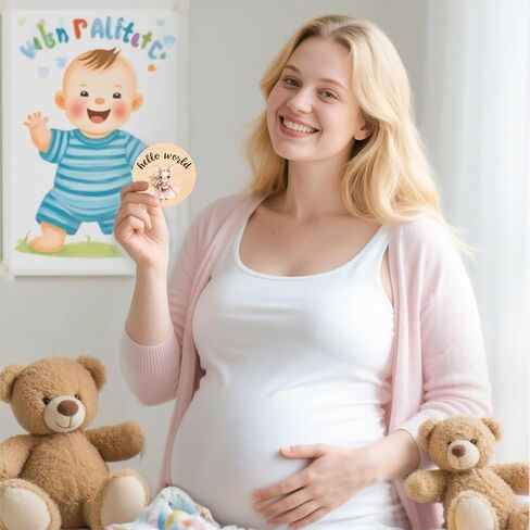 Baby Monthly Milestone Cards Sign - Double Sided Wooden Milestone Cards with Rainbow Design, Wooden Circles Discs for Photo Props Birth Announcement Board, Baby Shower/Gift Newborn Sign Set(13pcs) in Saudi Arabia