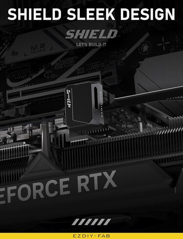 EZDIY-FAB PCIe 5.1 Adapter - 600W 12+4pin, 16pin 12VHPWR GPU Power Connector, 12V-2x6 GPU Adapter,180 Degree Right Angle - Compatible with RTX 3090Ti, 4070Ti, 4080, 4090 GPU - RVS Type, Black, 1 Pack in Kuwait