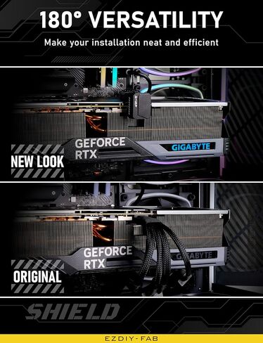 EZDIY-FAB PCIe 5.1 Adapter - 600W 12+4pin, 16pin 12VHPWR GPU Power Connector, 12V-2x6 GPU Adapter,180 Degree Right Angle - Compatible with RTX 3090Ti, 4070Ti, 4080, 4090 GPU - RVS Type, Black, 1 Pack in Kuwait