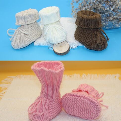 Baby Booties Newborn Soft Knit Sock Shoes for 0-6 Months Infant Girl Boy First Walking 3 Pack in Saudi Arabia