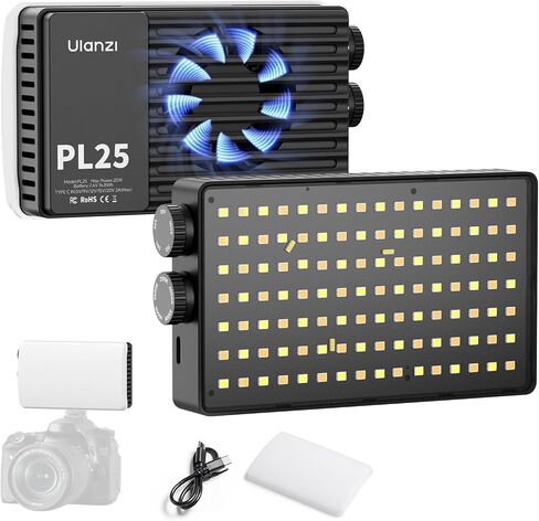 Ulanzi PL25 ضوء الفيديو ، 25W LED LED LID LIGHT MINI لوحة ثنائية اللون للتصوير الفوتوغرافي DSLR ، 3200LUX ، CRI≥96 2700K-6500K ، 2000MAH إضاءة محمولة قابلة لإعادة الشحن للصورة ، الفيديو ، يوتيوب ، ملازم ، ملازم in Saudi Arabia