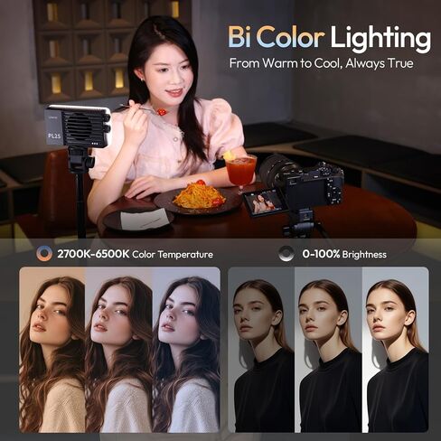 Ulanzi PL25 ضوء الفيديو ، 25W LED LED LID LIGHT MINI لوحة ثنائية اللون للتصوير الفوتوغرافي DSLR ، 3200LUX ، CRI≥96 2700K-6500K ، 2000MAH إضاءة محمولة قابلة لإعادة الشحن للصورة ، الفيديو ، يوتيوب ، ملازم ، ملازم in Saudi Arabia